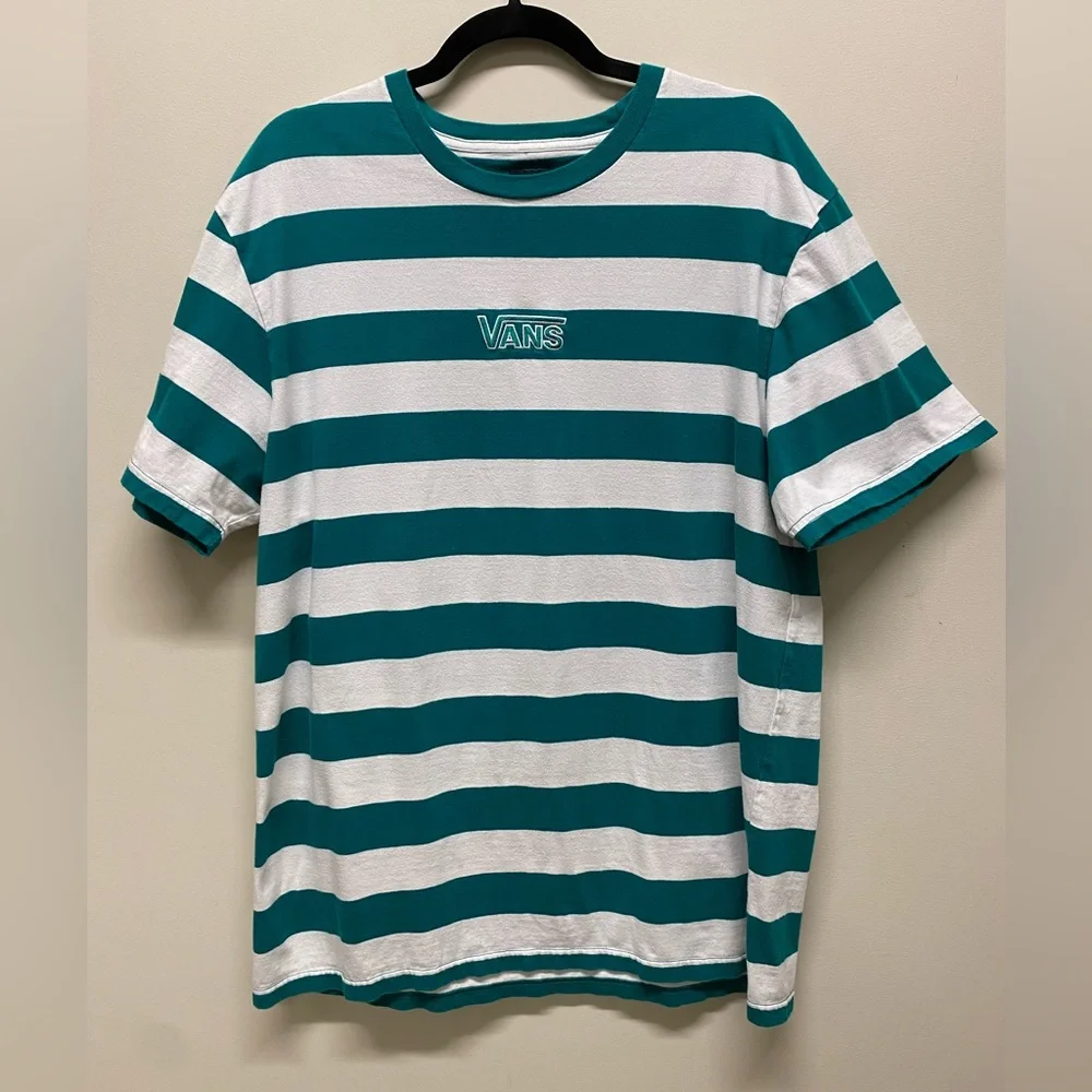 Vans Striped T-Shirt, Green/teal/white, XL - Picture 1 of 4